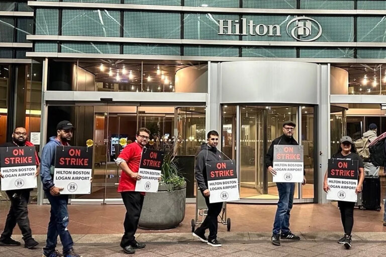 Striking hotel workers in Boston Massachusetts in September 2024 Unite Here X